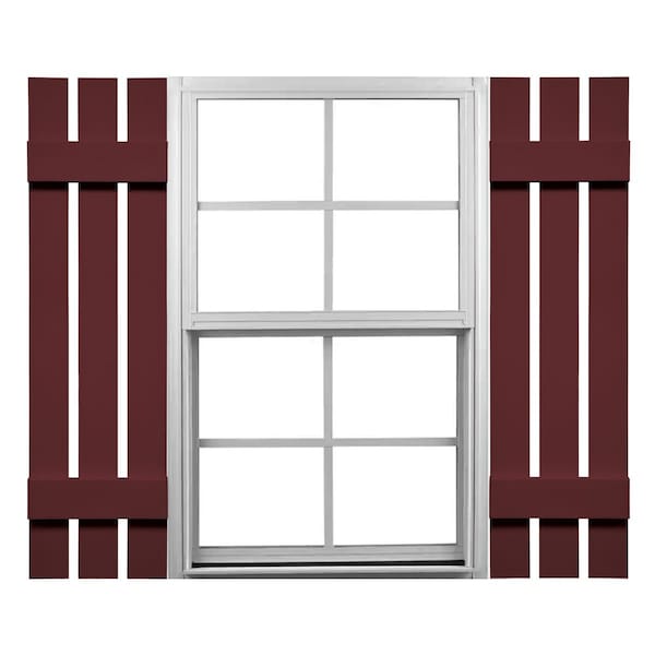 Ekena Millwork 12-in. W x 35-in. H Mid-America Vinyl, Standard Size Three Board Spaced Shutters, 078 - Wineberry, PR 00031235078 - main